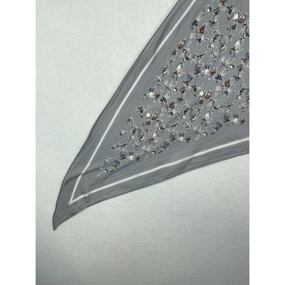 St Michael Rayon Twill Triangle Long Scarf 29"x46” Grey Polka Square Dancers - Picture 3 of 8